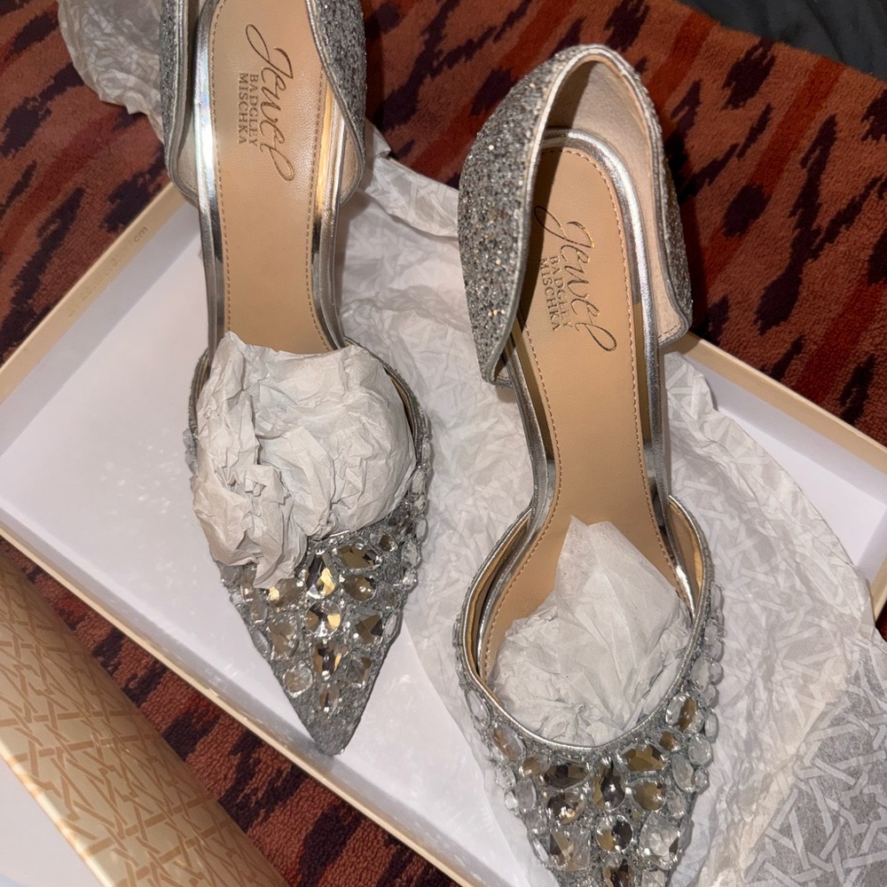Mishka Glittering Silver Heels